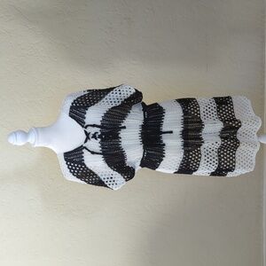 SHEIN Black White Color Block Crocheted Lace Up Cover Up Dress Size 4